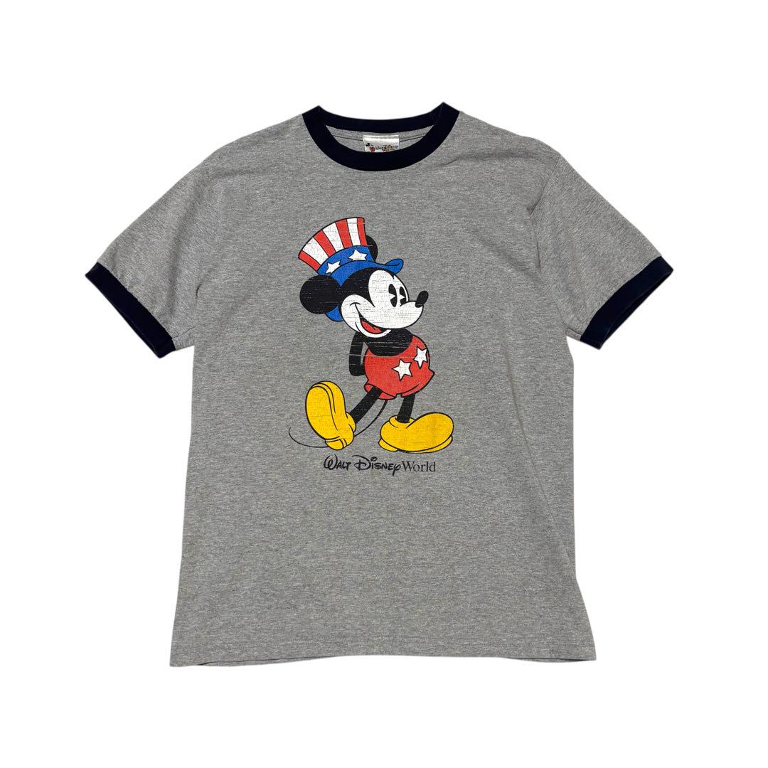 90s Disney ミッキーマウス USA製 リンガーTシャツ Lサイズ 古着