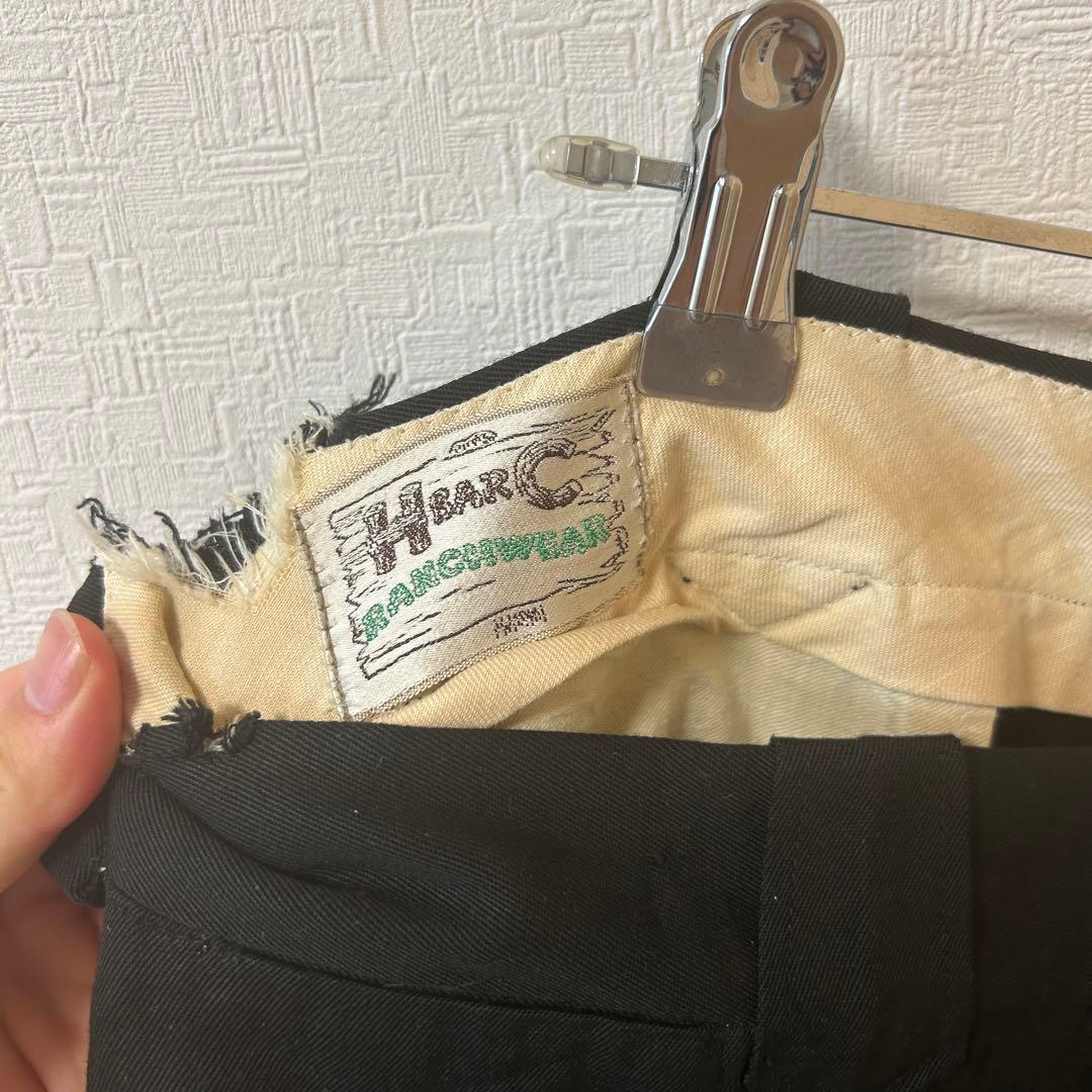 50s 60s HbarCブラック　レーヨンギャバジン　スラックス　ロカビリー