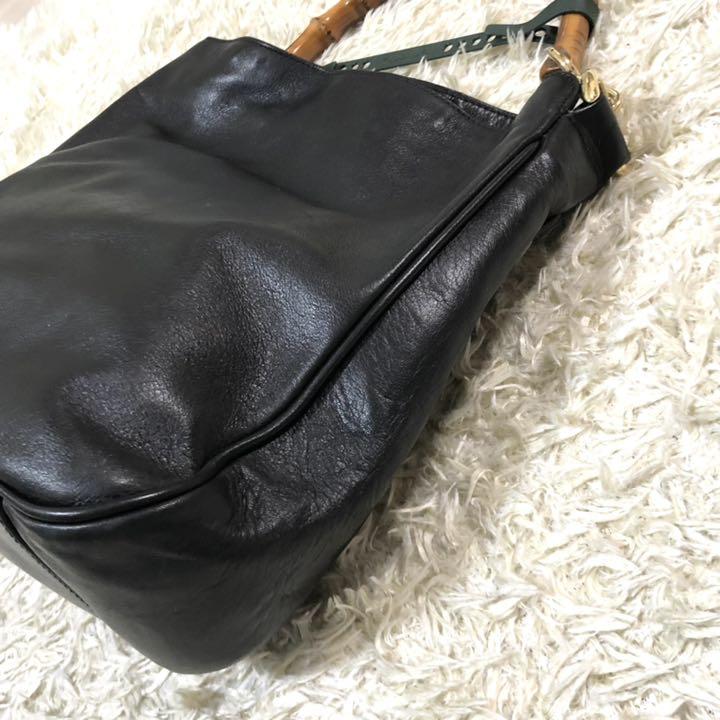 通販超歓迎 美品 グッチ ショルダーバッグ 2Way バンブーライン ブラック レザー U6GLi-m31745247562 超激安安い