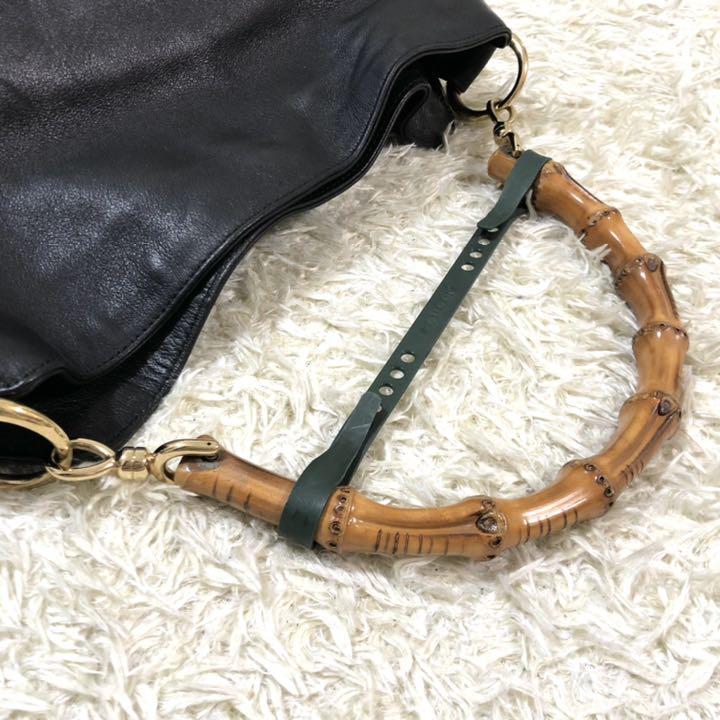 通販超歓迎 美品 グッチ ショルダーバッグ 2Way バンブーライン ブラック レザー U6GLi-m31745247562 超激安安い