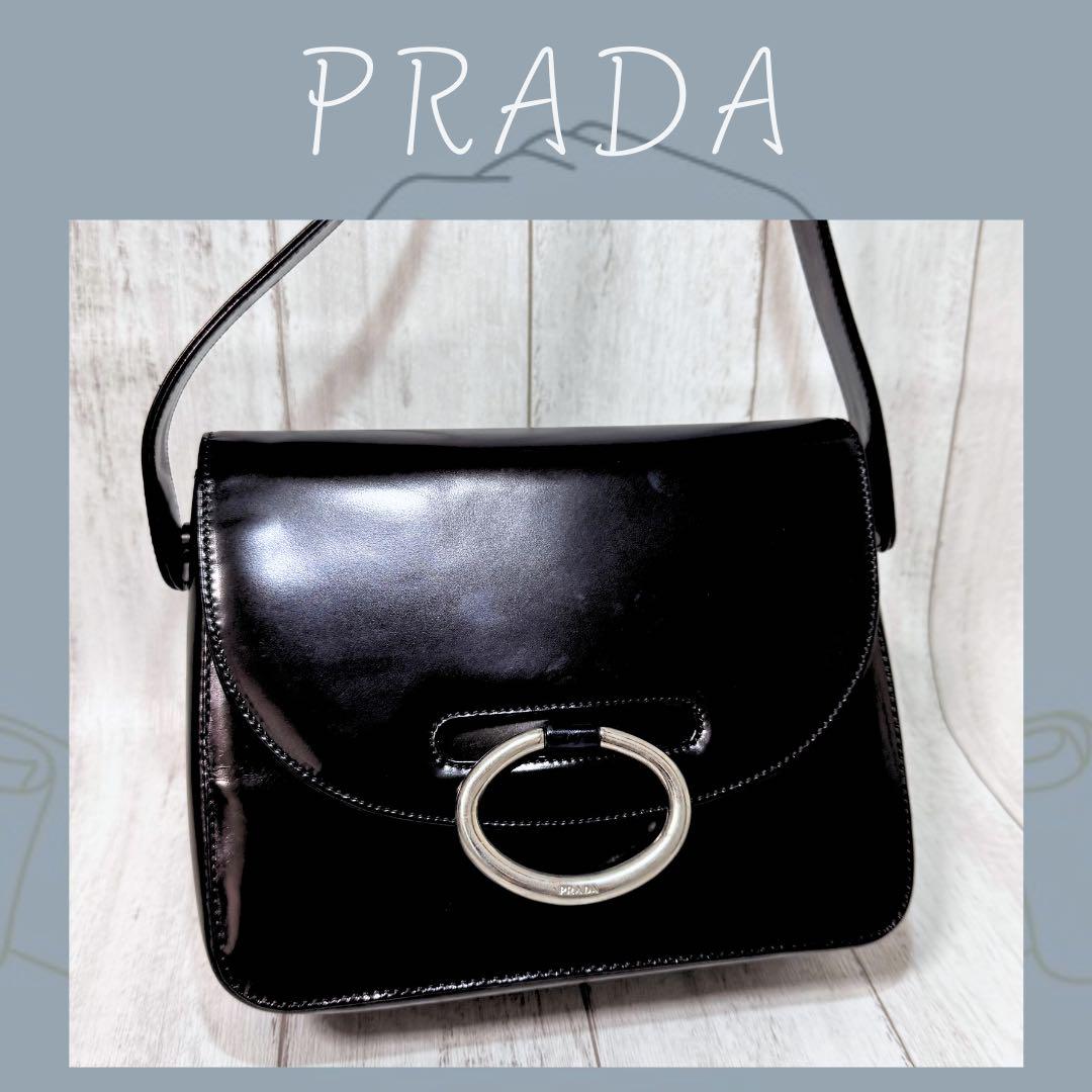 レア☆美品☆PRADA プラダ パテントレザー ショルダー お受験 セレモニー