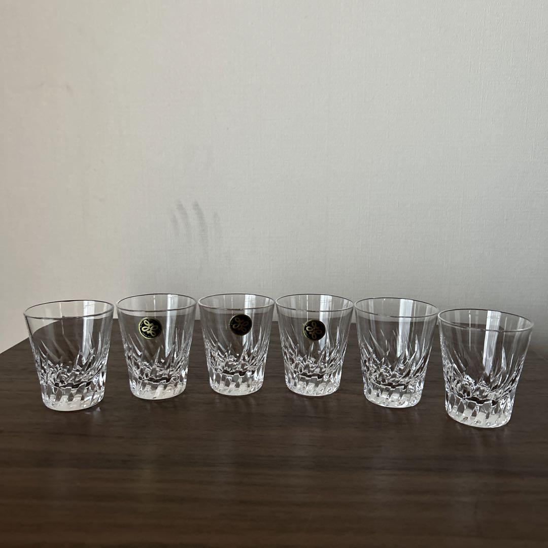レトロ！未使用品！HOYAクリスタルおちょこショットグラス6個セット冷酒