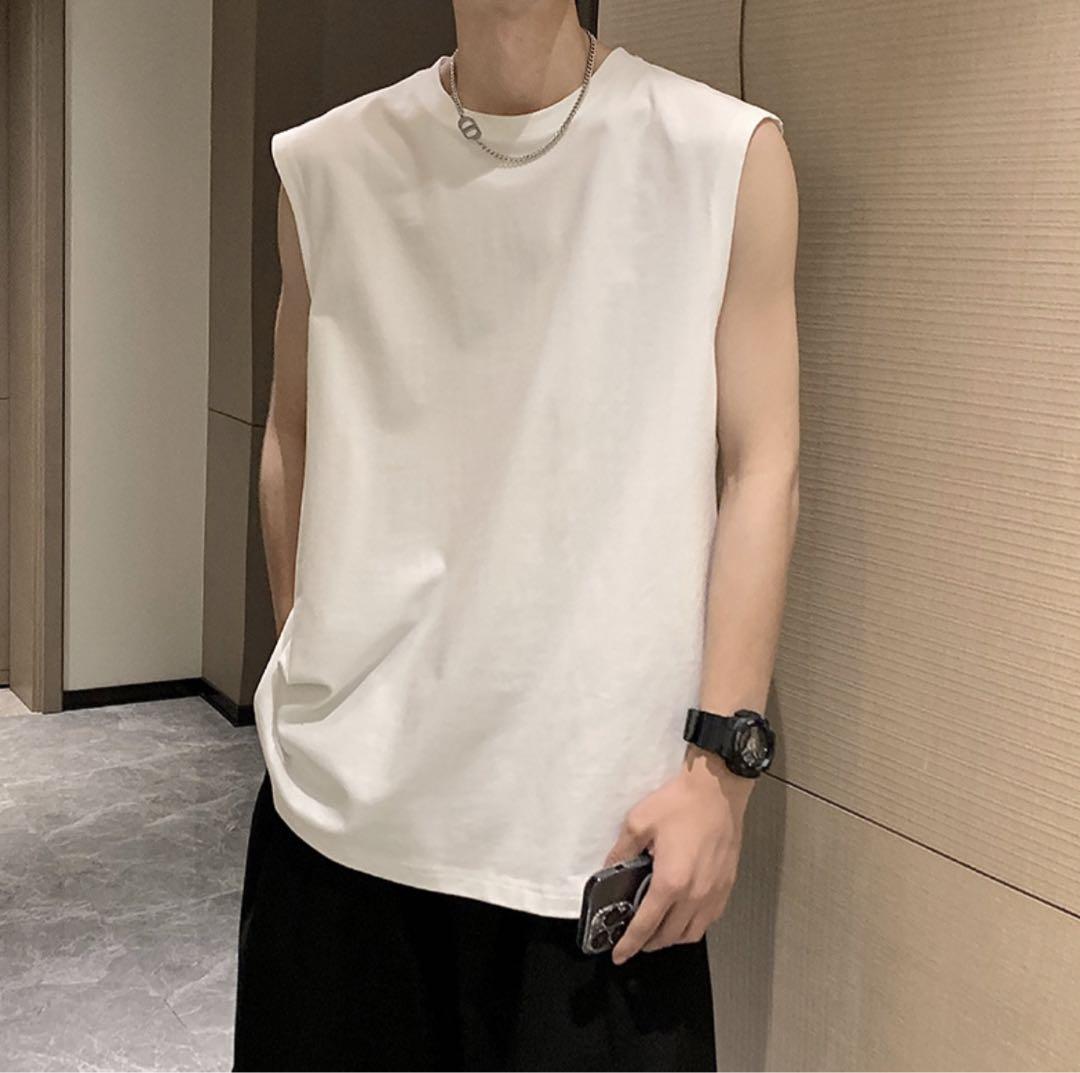 オーバーサイズメンズ ノースリーブTシャツ 韓国ストリート