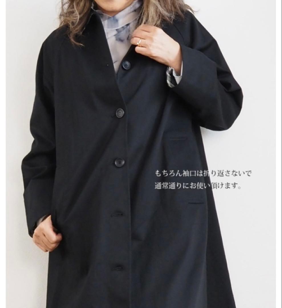 定価3.1万 ミズイロインド☾·̩͙ステンカラーコート 配色チェック 日本製ブラック 定価3.1万 ミズイロインド☾·̩͙ステンカラーコート 配色チェック 日本製ブラック