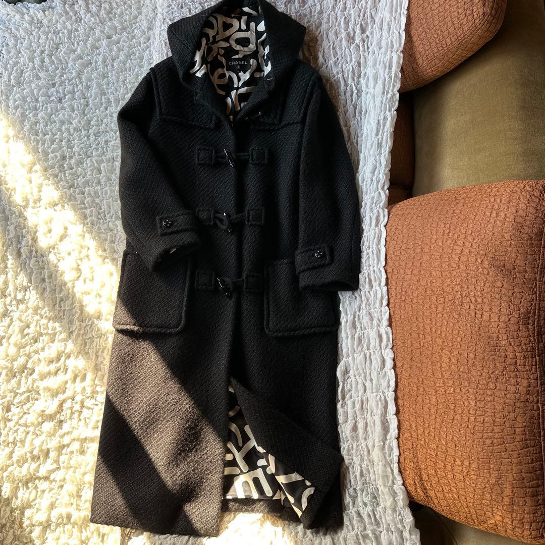 CHANEL ブラック ラメ ダッフルコート サイズ42 メンズだと48L CHANEL