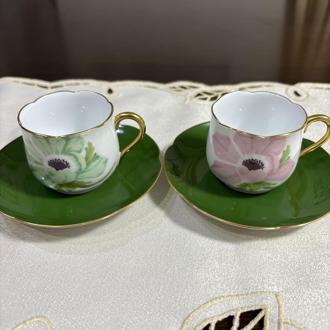 大倉陶園 デミタス カップ&ソーサー アネモネ　2客
