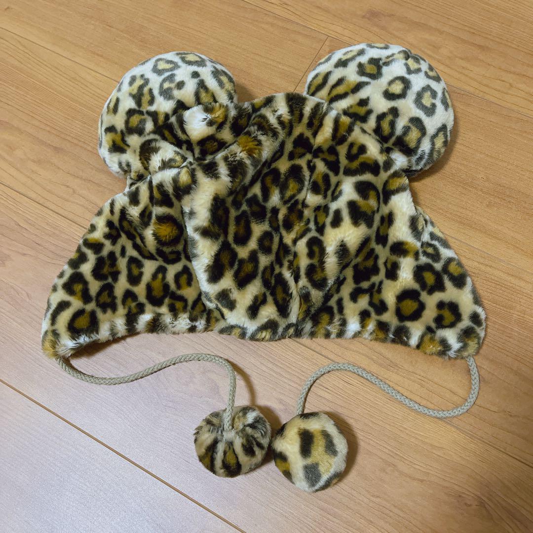 【美品】 ディズニー ファンキャップ ヒョウ柄 ミニー