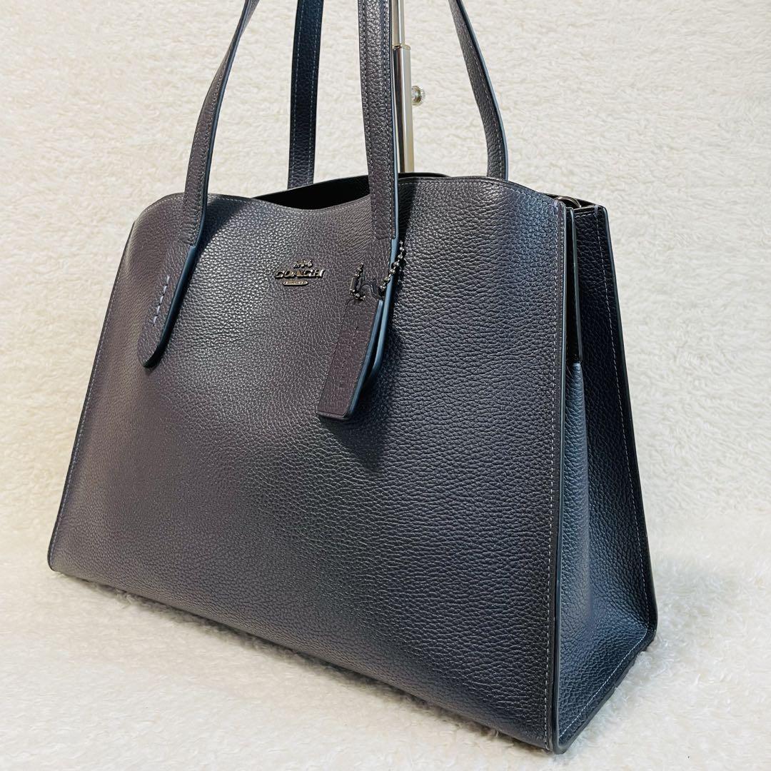 COACHトートバッグ ハンドバッグ ネイビー 肩掛け
