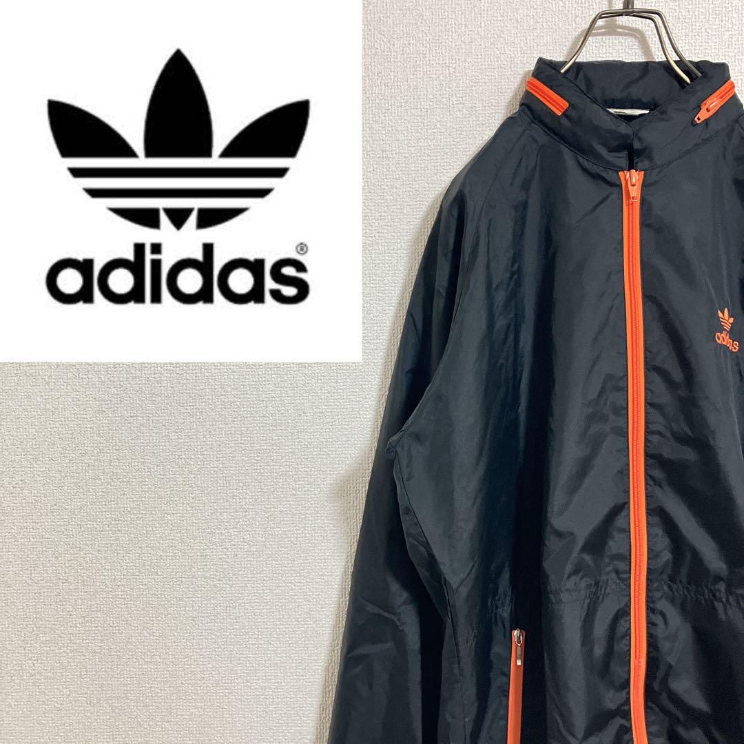 【デサント】80s adidasアディダスオリジナルス 刺繍 ナイロン 黒 L