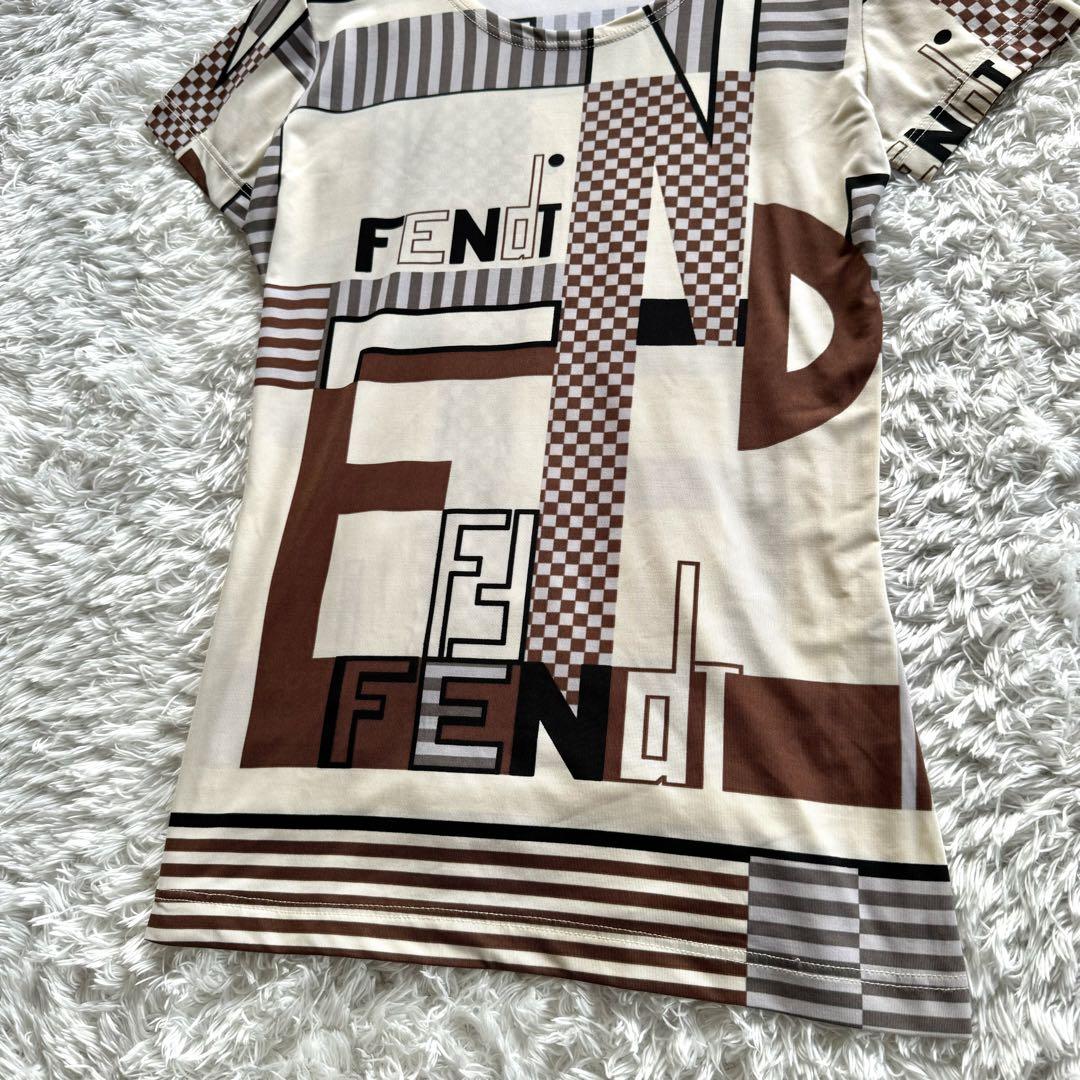FENDI ダークブラウン Tシャツ 40 ズッカ FENDI フェンディ Tシャツ カットソー ズッカ柄 ブラウン - メルカリ