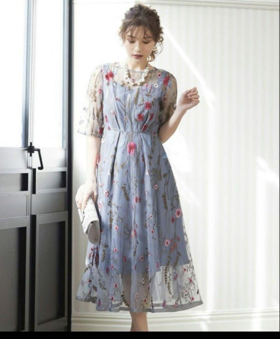 《美品》ヴィンテージ風フラワー刺繍結婚式ワンピースドレス　ニアナ同型　GIRL