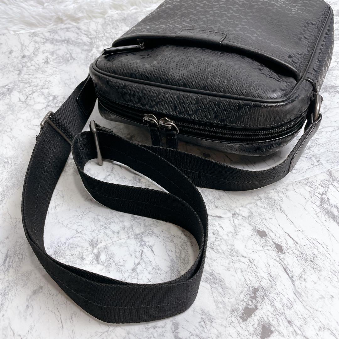 美品✨COACH ショルダーバッグ　マイクロシグネチャー　PVC ブラック