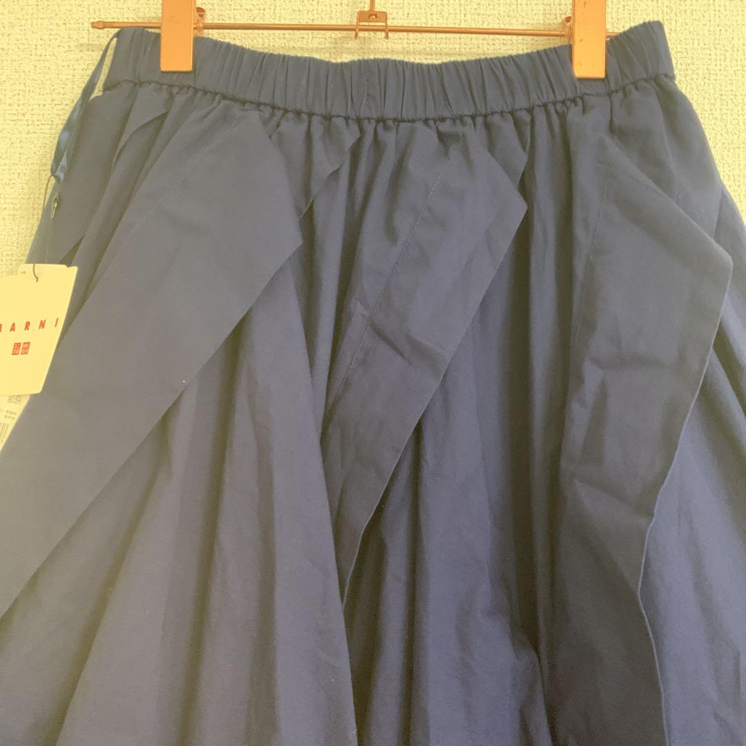 MARNI UNIQLO ネイビー バルーン シェイプ スカート ゴム S 春