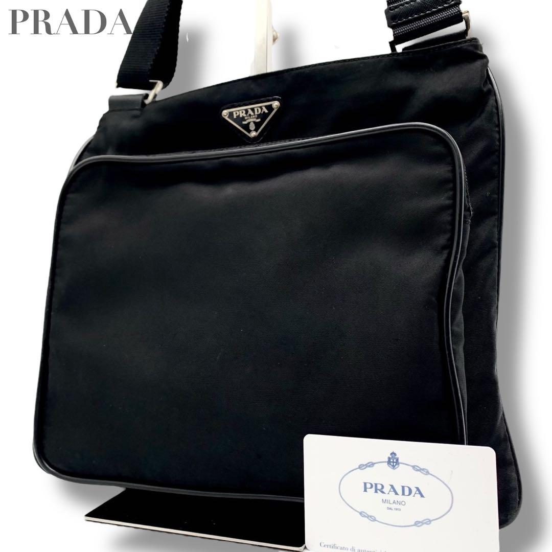 大人気 プラダ 三角ロゴ ショルダーバッグ 29cm ブラック ナイロン PRADA プラダ 三角ロゴ ショルダーバッグ レザー ナイロン