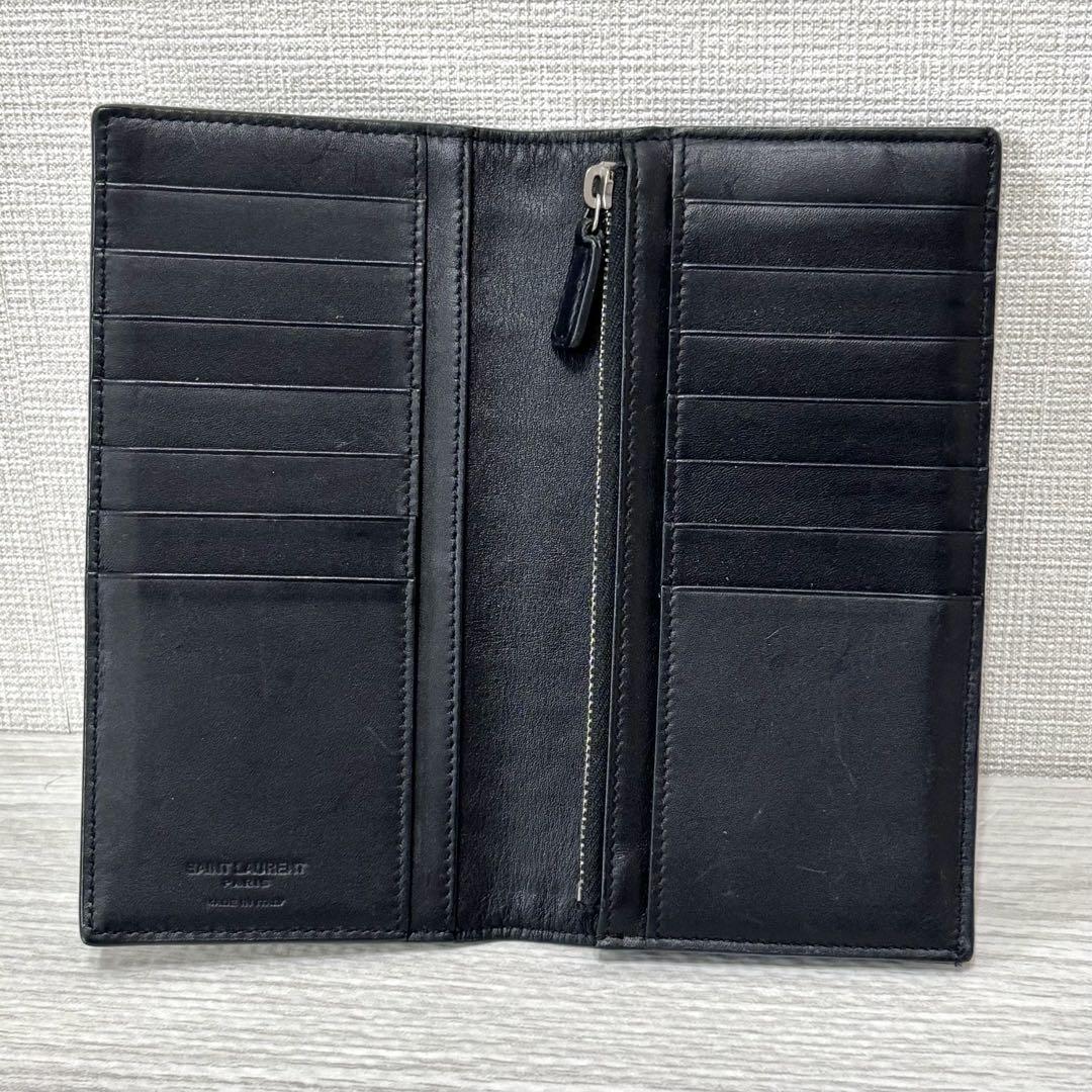 美品SAINT LAURENT サンローラン 二つ折り長財クロコダイルレザー 黒