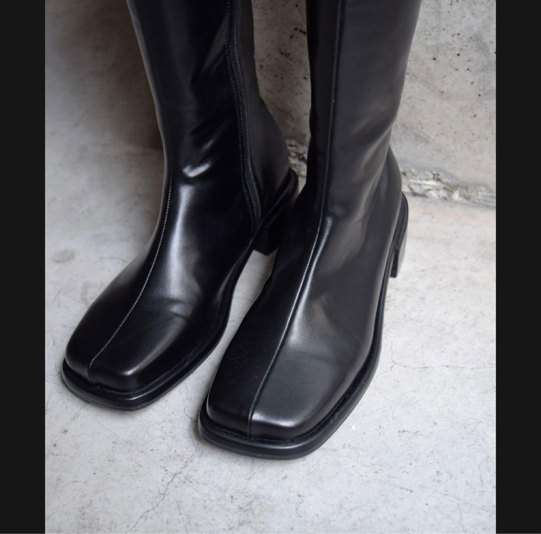 ロングブーツ　マリエント　スクエアロングブーツ黒 24 marient