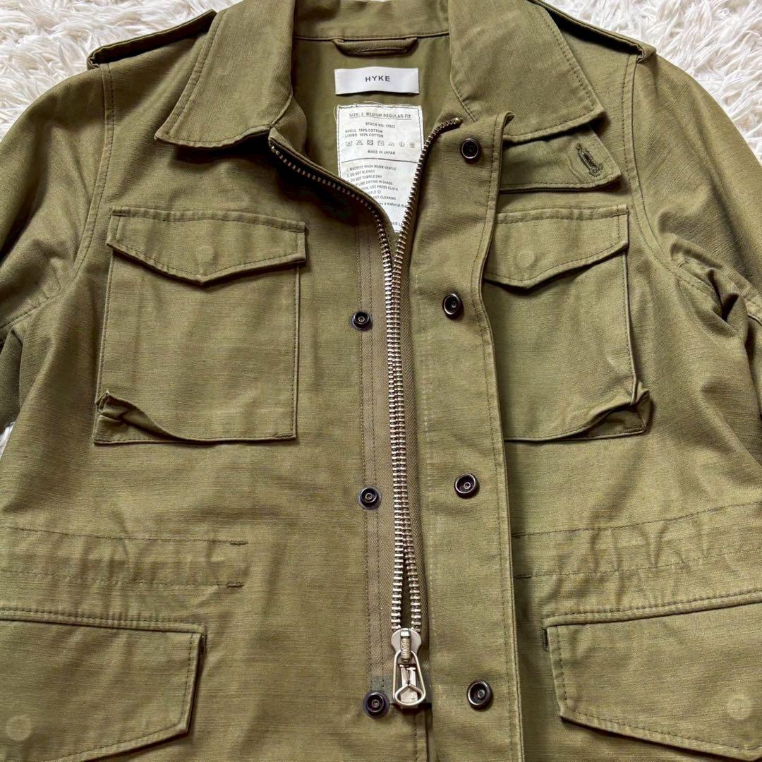 美品 ハイク ミリタリージャケット レギュラーフィット オリーブ