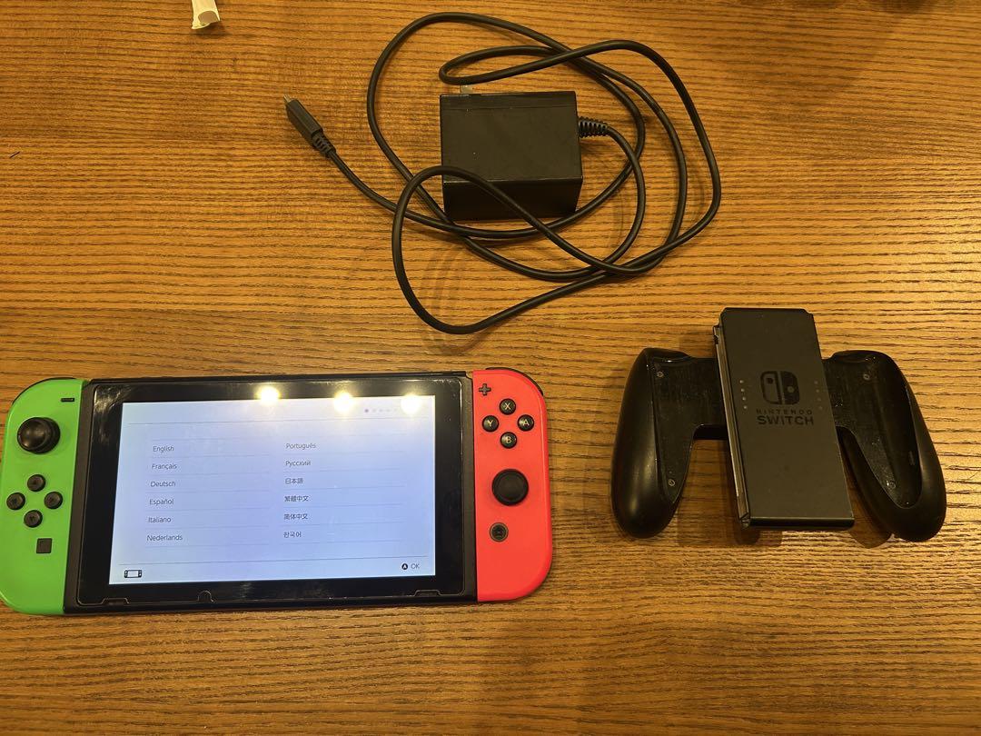 Nintendo Switch 本体 グリーン/ピンク ACアダプター付き - メルカリ