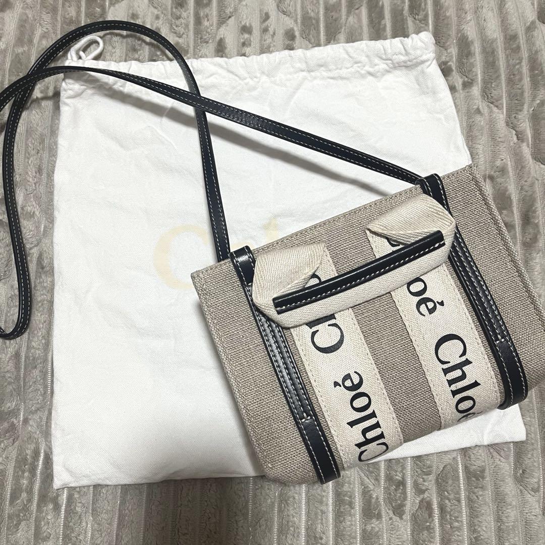 Chloé woody ミニトートバッグ　ダークネイビー