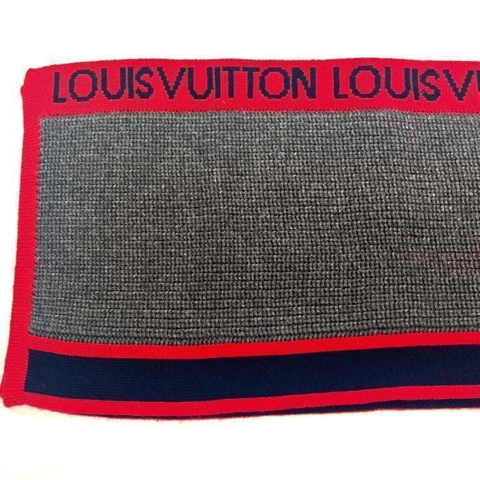 ルイヴィトン マフラー エシャルプ LVジェネレーション グレー 紺 赤