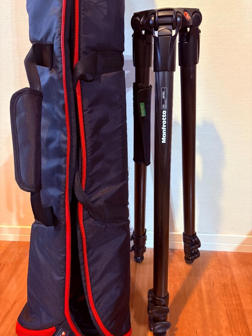 ケース付き マンフロット 535 MPRO ビデオ三脚 3段 カーボンManfrotto