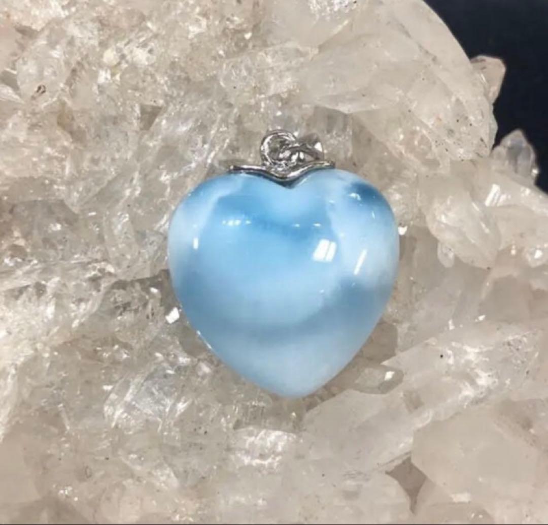 特選 アイスラリマー ペンダント ハート型 含浸処理なし 特選 アイスラリマー ペンダント ハート型 含浸処理なし