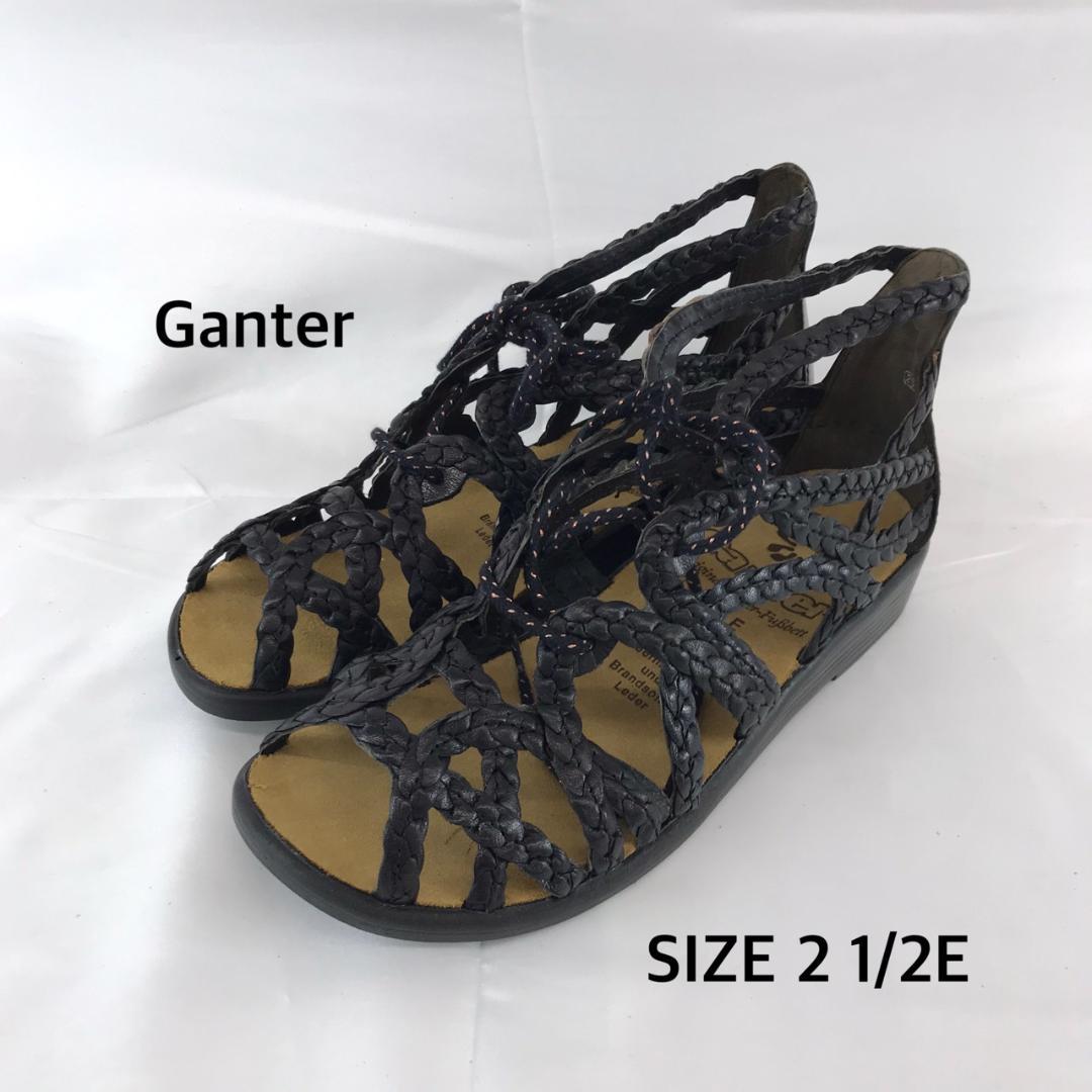 美品⭐Ganter ドイツ製 編み込みサンダル 2 1/2E ブラック