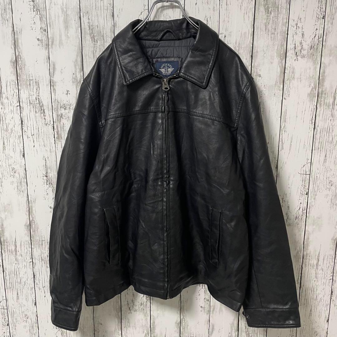 DOCKERS USA古着 レザージャケット ライダースジャケット 合成革 L黒