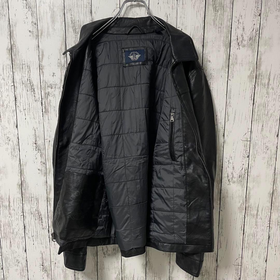 DOCKERS USA古着 レザージャケット ライダースジャケット 合成革 L黒