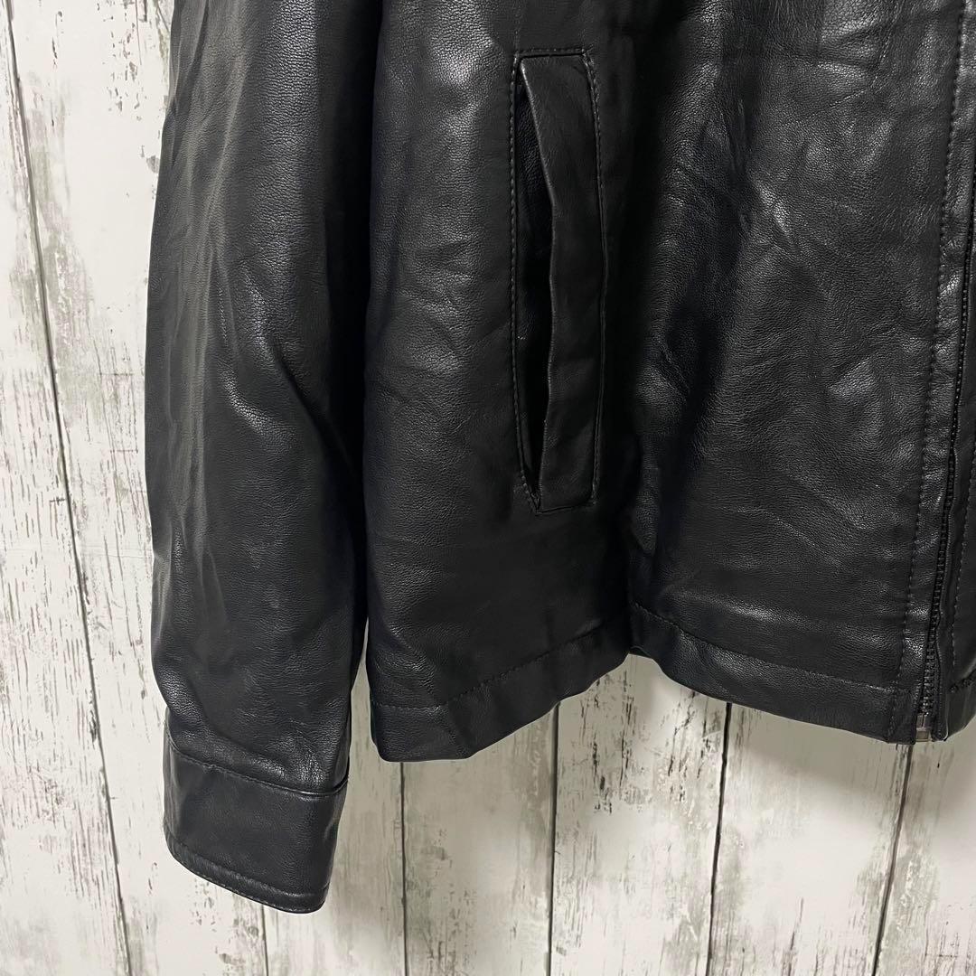 DOCKERS USA古着 レザージャケット ライダースジャケット 合成革 L黒