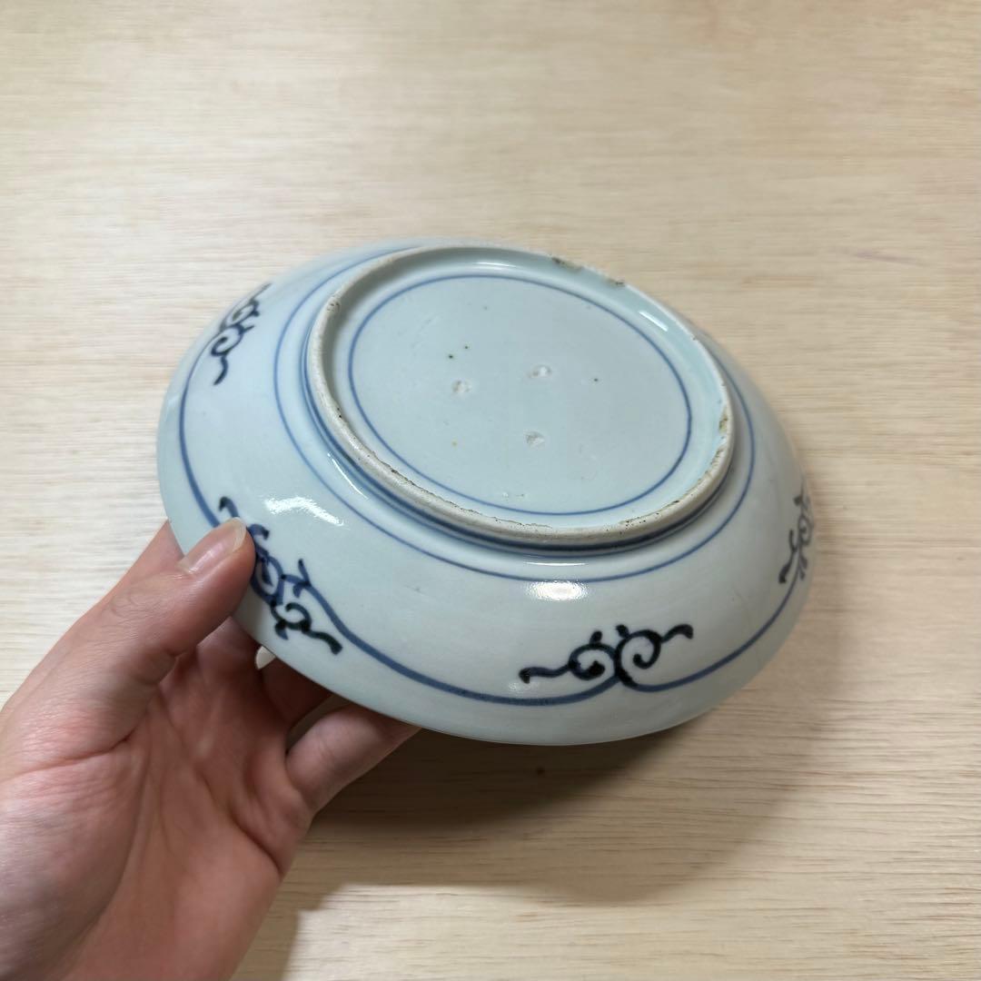 古伊万里 染付 こんにゃく印判 六寸皿 中皿 江戸時代 蒟蒻印判 古美術 骨董 古伊万里 染付 こんにゃく印判 六寸皿 中皿 江戸時代 蒟蒻印判 古美術 骨董