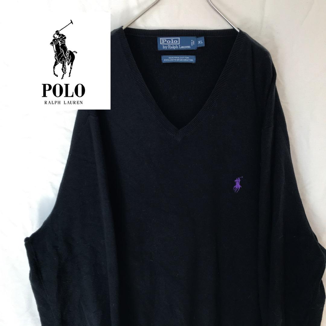 本店は USA古着 90s ラルフローレン ralph lauren ニット 黒紫