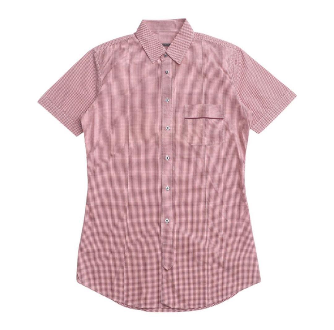 GUCCI グッチ シャツ 半袖 チェック柄 skinnyフィット メンズ 38