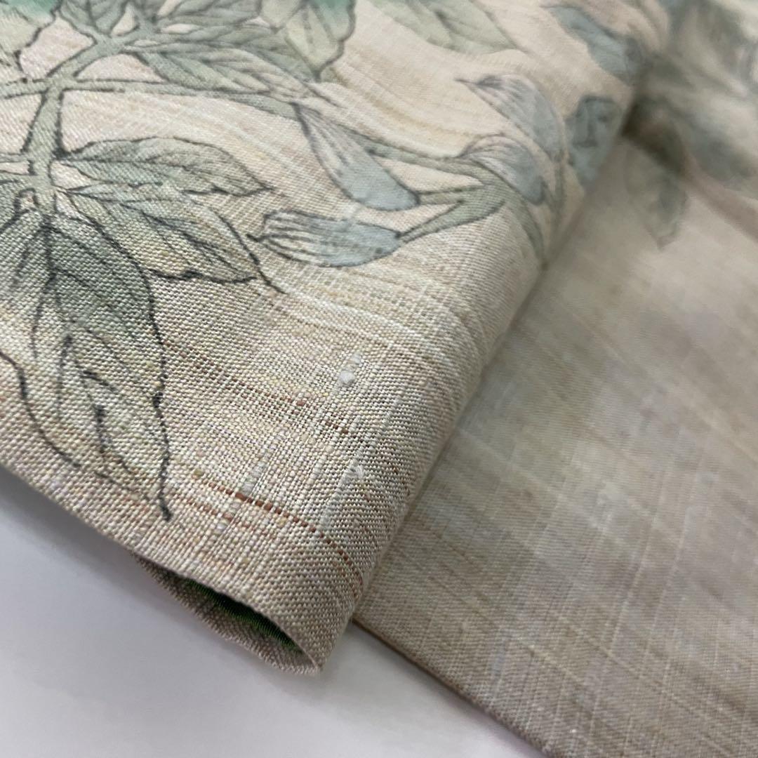刺繍【付下げ】袷着物 作家物 落款有 沢の蟹 グリーン 1SG3