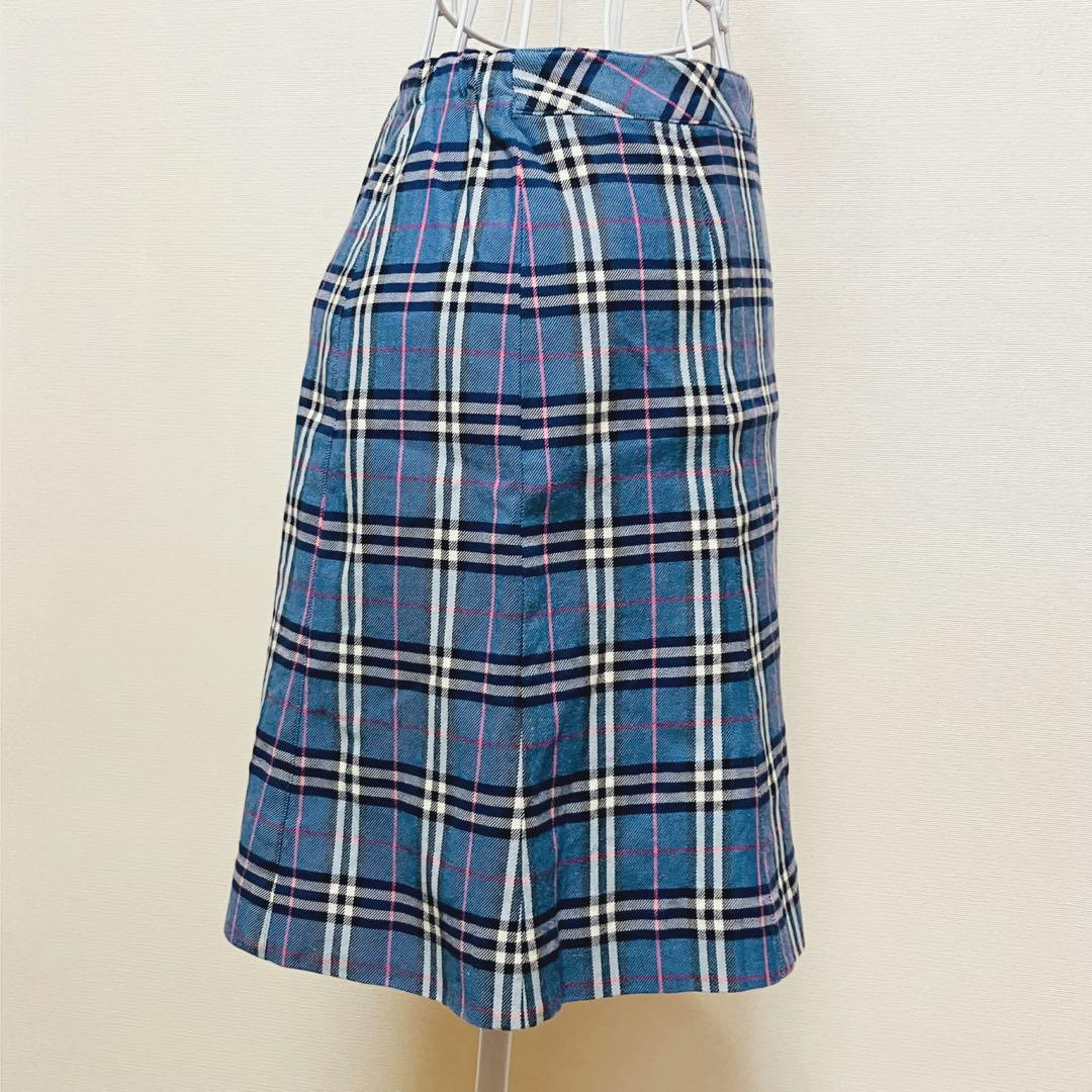 【BURBERRYバーバリー】美品✨Sサイズ ノバチェック柄スカート 青×ピンク
