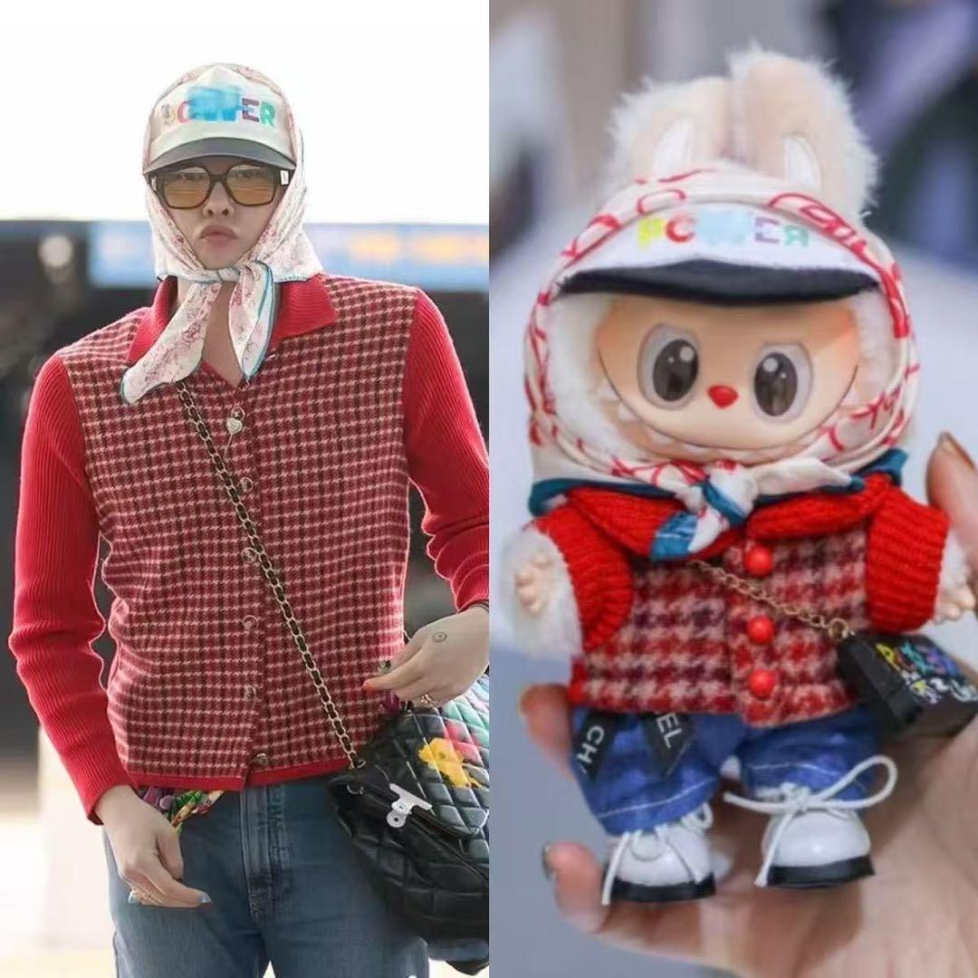 美品 LABUBU服着せ替えラブブ服 G-DRAGON 01 labubu ラブブ G-DRAGON 17センチ ぬい服 着ぐるみ 着せ替え服