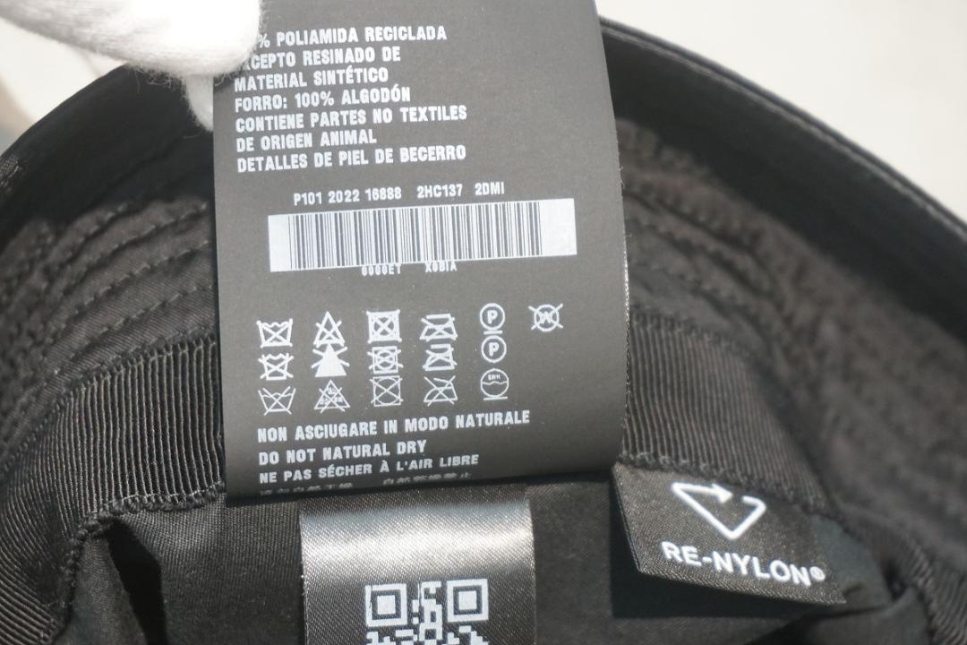 美品 国内正規 PRADA バケット ハット ナイロン キャップ 黒824O▲