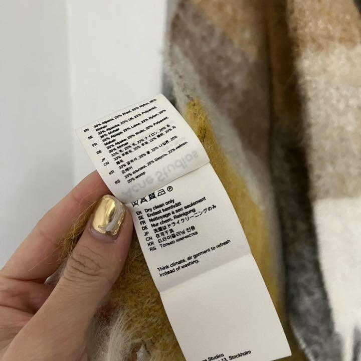 レディース acne マフラー チェック イエロー tOfos-m31843110872 マフラー