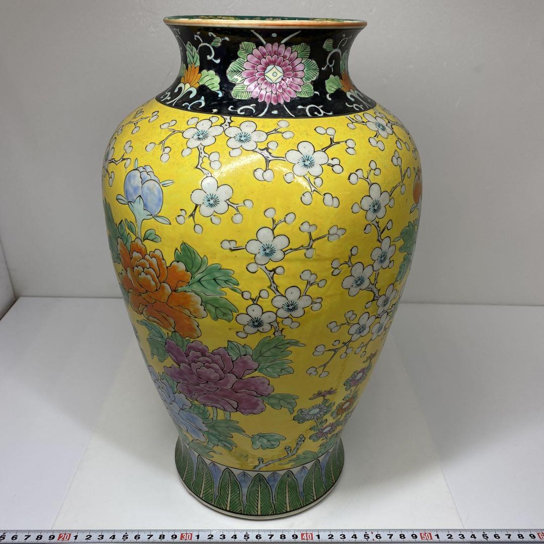 中国美術　粉彩　雉の図　壷　高さ39.5㎝　タサコサ　東な7-0304①