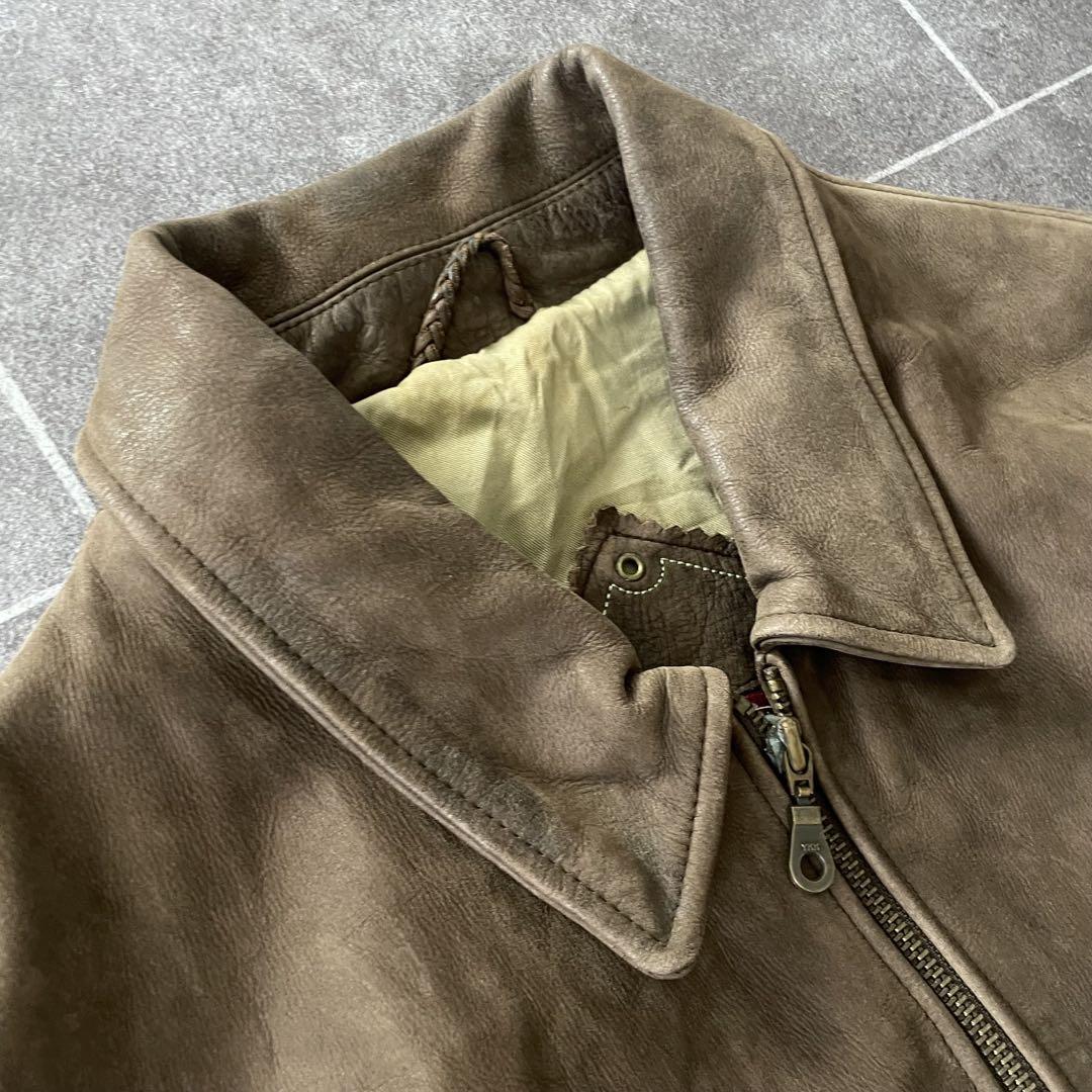 本革 leather short blouson 80-90's euro 56
