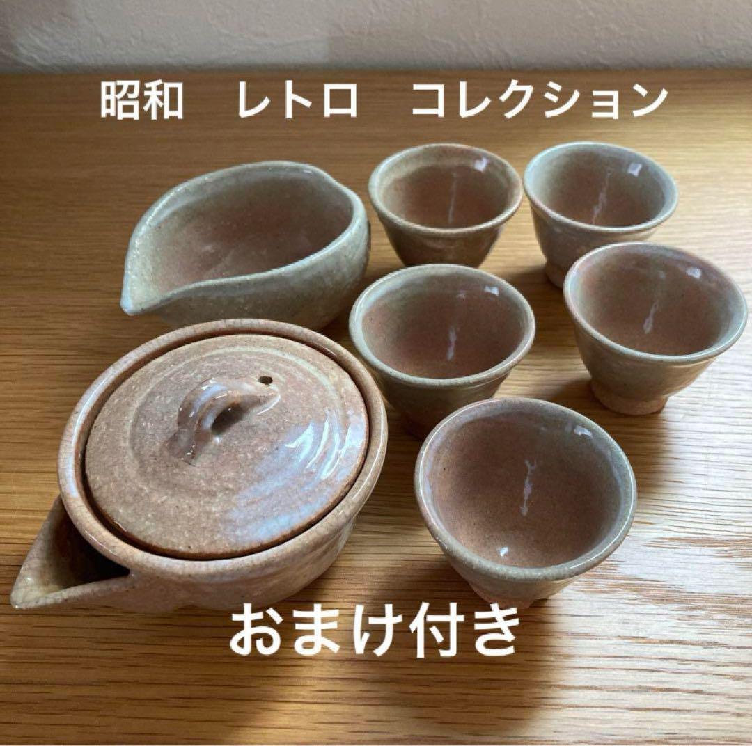 おまけ付き煎茶器、煎茶器セット、煎茶器揃い、萩焼？宝瓶、茶器、茶道具