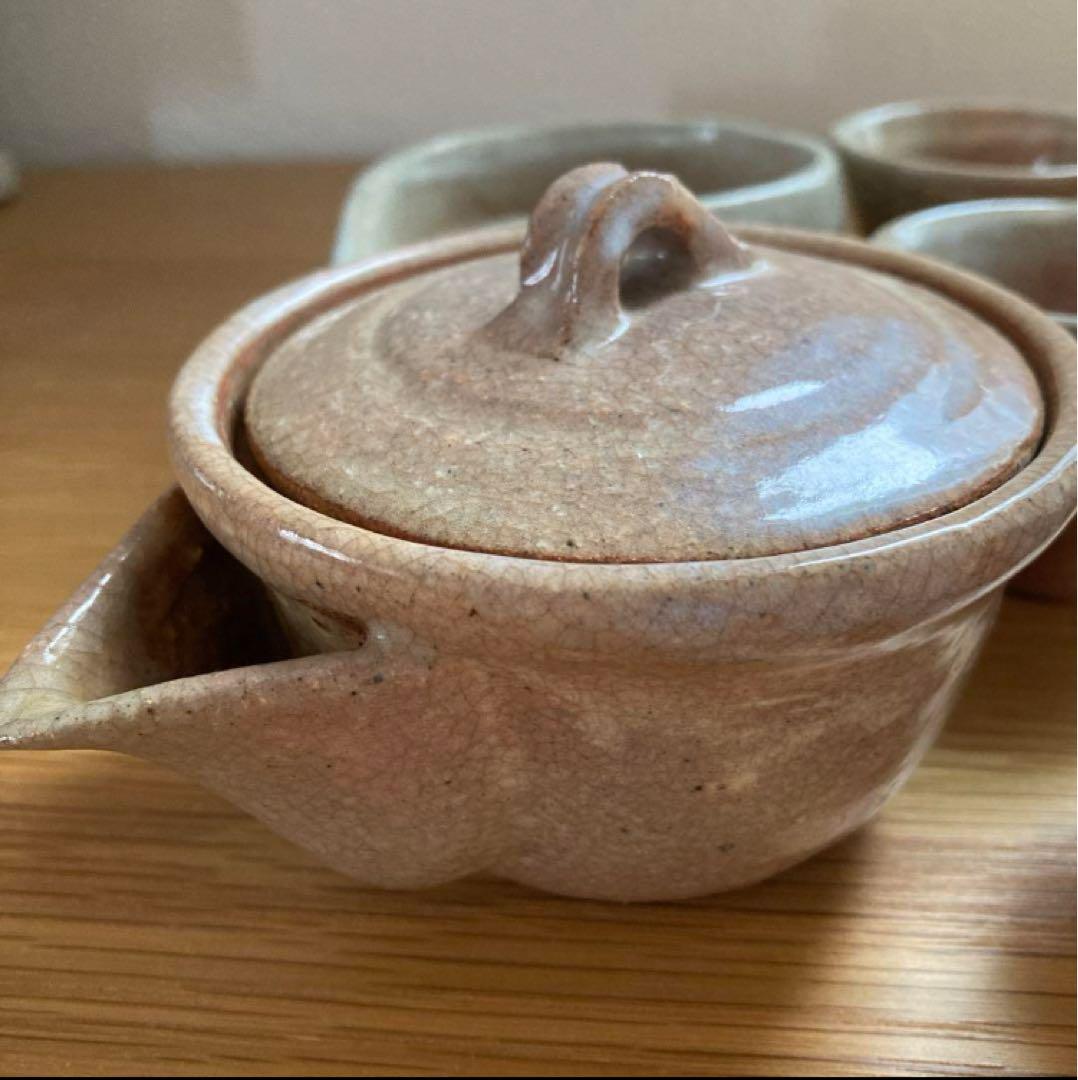 おまけ付き煎茶器、煎茶器セット、煎茶器揃い、萩焼？宝瓶、茶器、茶道具