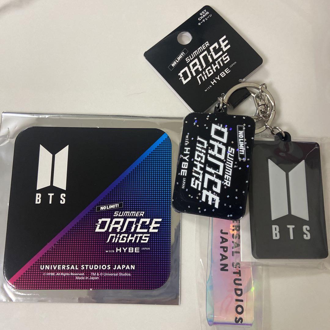 ユニバ限定 HYBE DANCEnight BTSキーチェーン、パスケースセット USJ BTS キーホルダー サマーダンスナイト HYBE コラボ ユニバ