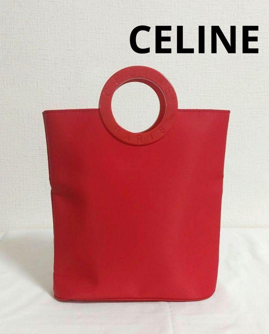 【未使用】CELINE セリーヌ トートバッグ サークルロゴ 赤 ミニバッグ