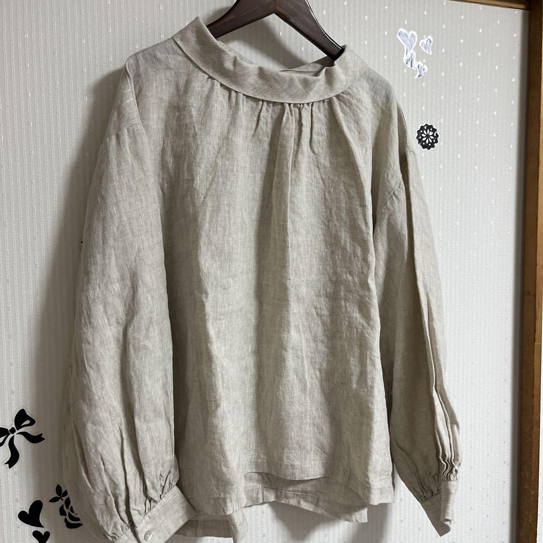 08mab リネンブラウス　ベージュ　サマンサモスモス