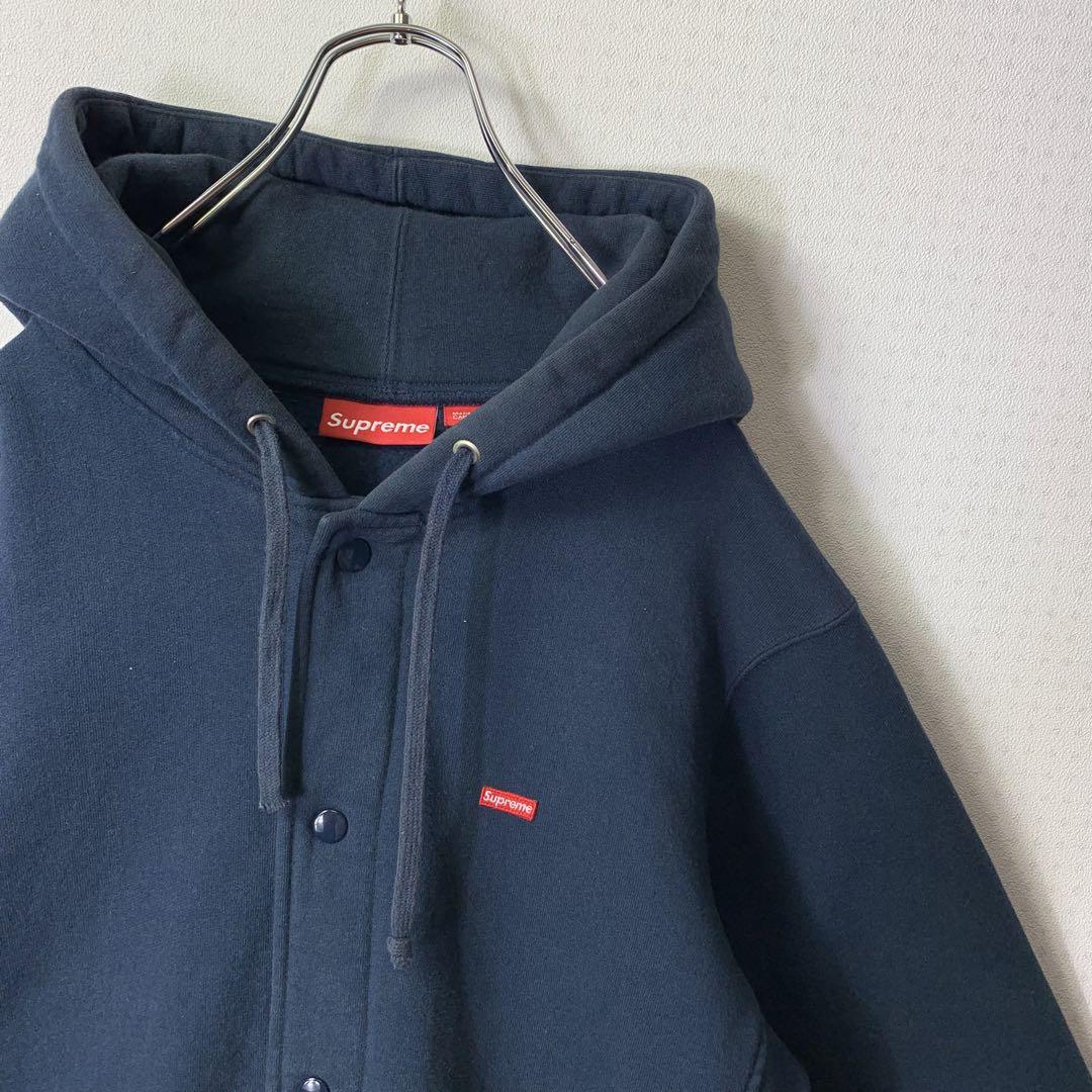 SUPREME スナップボタンスウェットパーカー M ネイビー スモールボックス