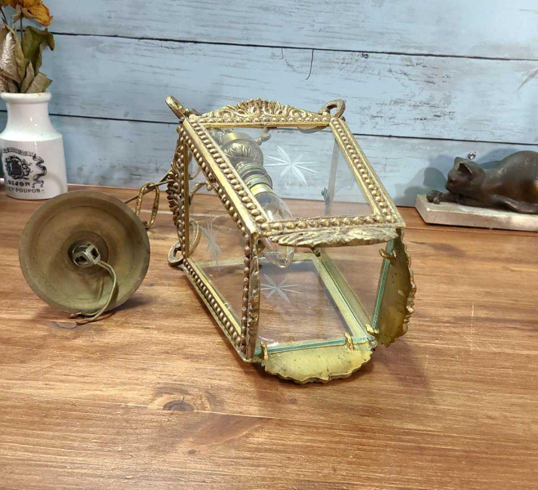 高品質大得価✫ フランスアンティーク ランプ 4面カットガラス I7 Ct6Eh-m31873130126 天井照明 ペンダントライト 在庫低価