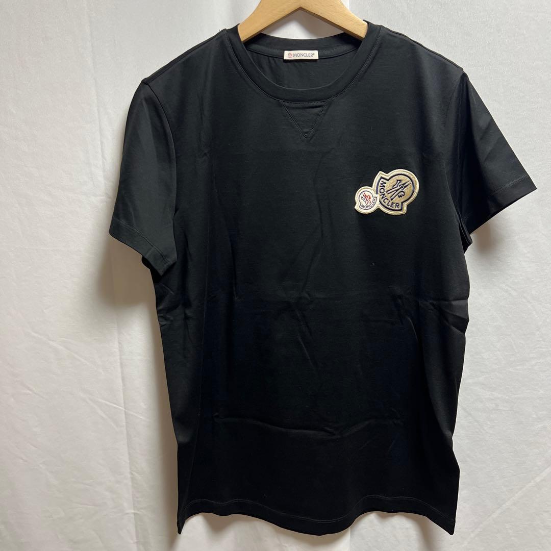 MONCLER モンクレール Tシャツ ダブルワッペンロゴ S ブラック 黒