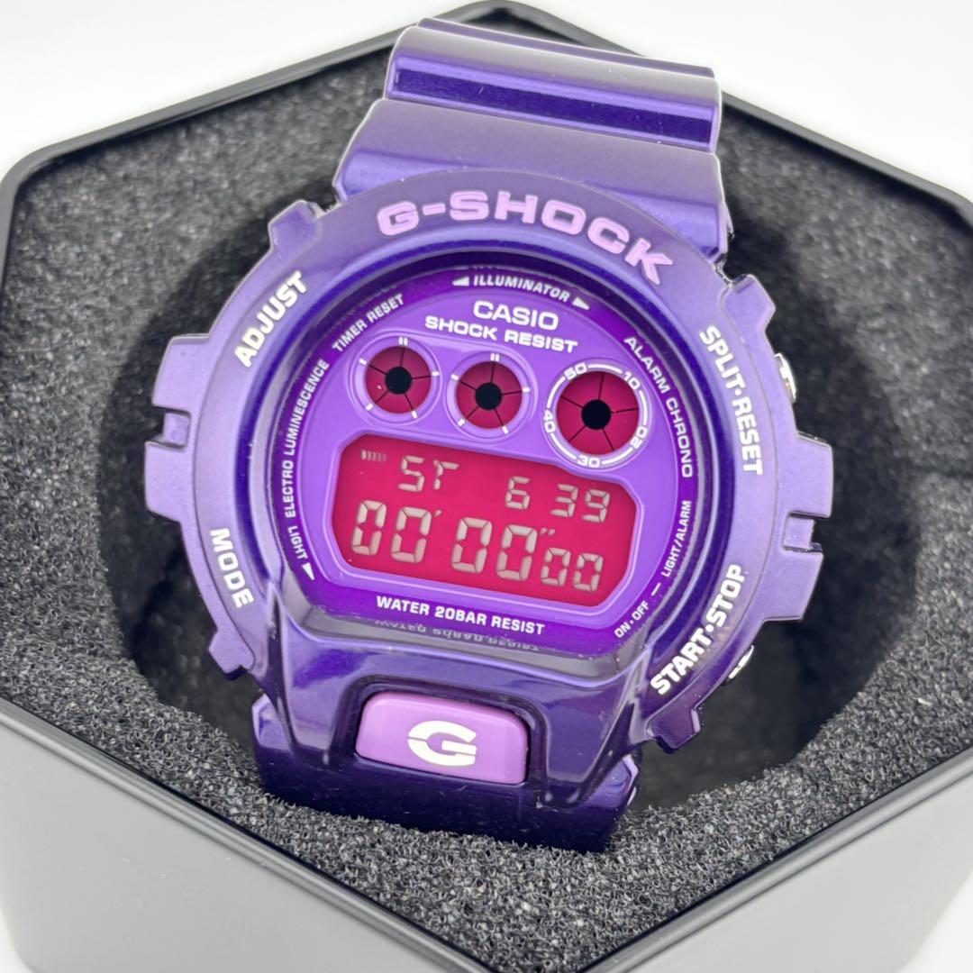 美品 カシオG-SHOCK DW-6900CC パープル デジタル メンズ腕時計