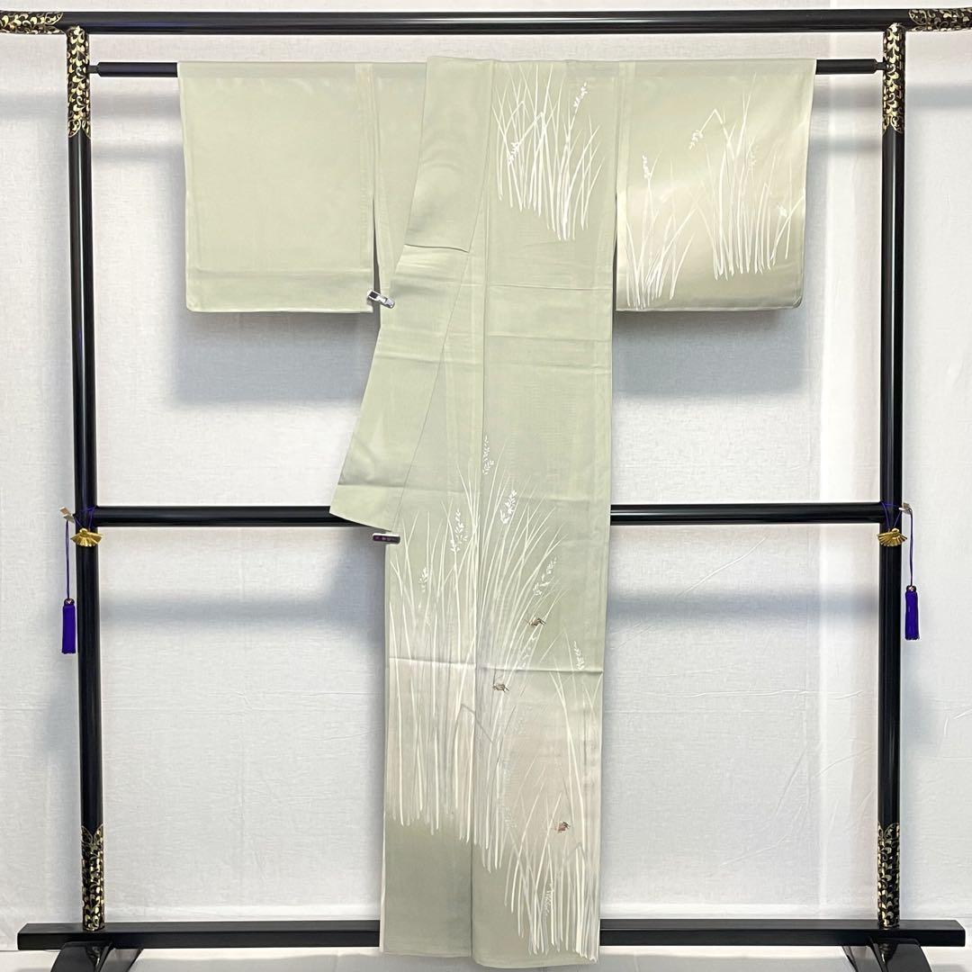 D955 夏着物　訪問着　鈴虫　刺繍　鈴乃屋　絽　正絹　未使用極美品 D955 夏着物 訪問着 鈴虫 刺繍 鈴乃屋 絽 正絹 未使用極美品
